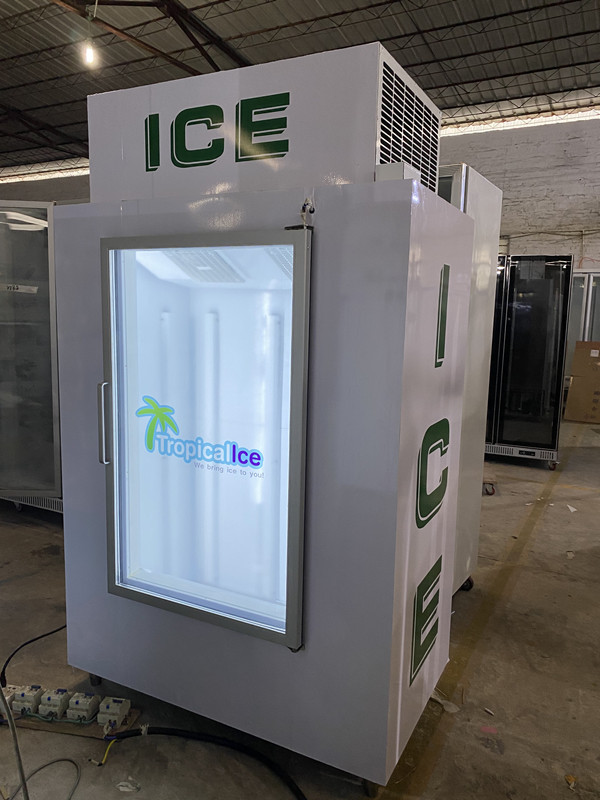 Commercial Large Ice Storage Containers Indoor Glass Door Ice Bag