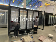 R290 Fan Cooling Supermarket Upright Freezer Display Showcase