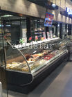 Supermarket deli refrigerator fresh meat display counter curved glass deli dispaly case