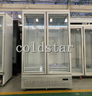 Upright auto-defrosted commercial supermarket glass door refrigerator freezer display for beverage/beer/milk