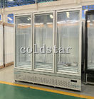 1600L 5- Layer Soft Drink Refrigerator Display Case Glass Door Upright Cooler