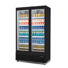 Upright Glass 2 Doors Beverage Refrigerated Display Showcase
