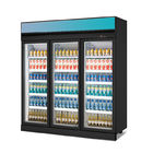 1600L Glass Doors Defrosting Supermarket Refrigerated Showcase Beverage Cooler