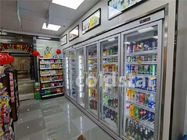 Supermarket Vertical Glass Door Multideck Refrigerated Chiller Showcase