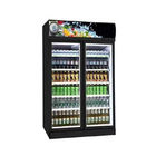 Commercial Drink Milk Chiller Upright Glass Door Display Refrigerator With Digital Controller