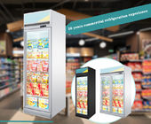 Supermarket Refrigeration Equipment 400L Vertical Glass Doors Freezer With Fan Cooling System
