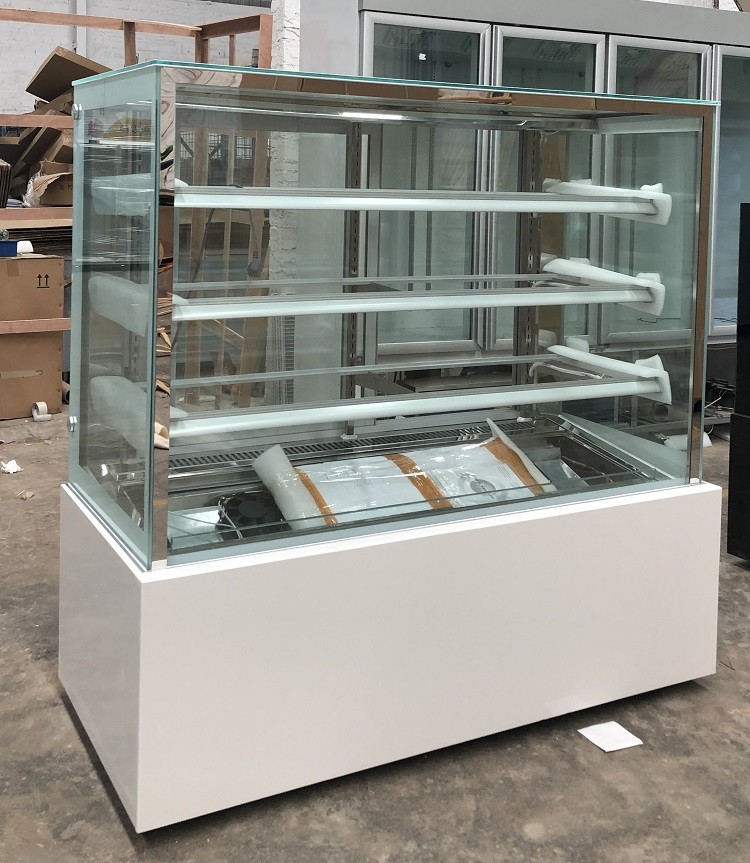 4 Layers Bakery Glass Showcase , 6ft Square Glass Sweet Display Case