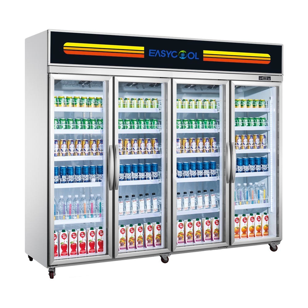 4 Doors Commercial Beverage Display Cooler , Upright Soft Drink Display