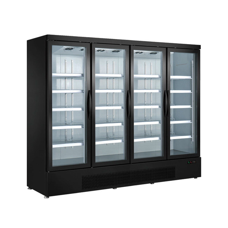 2000L Energy Saving Commercial Glass Freezer Upright Chiller With Four