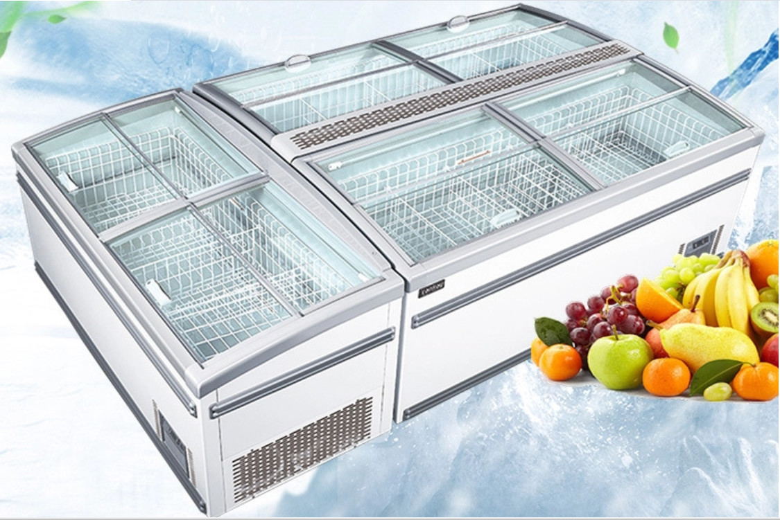Supermarket frozen food combined island freezer display