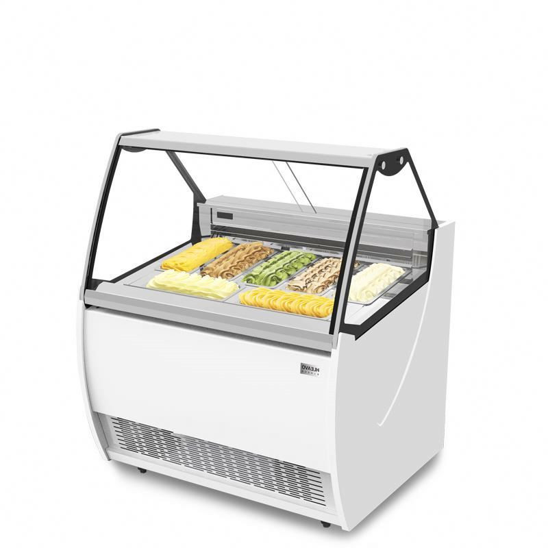 4 Pans Ice Cream Showcase Freezer , Single Row Fan Cooling Gelato