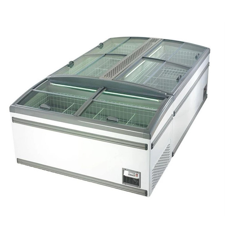 Supermarket Refrigeration Equipment Chest Display Freezer Double Island
