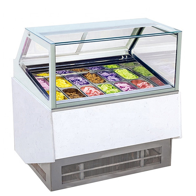 Factory Sales 12 Pan Ice Cream Display Fridge Freezer Italian Gelato 