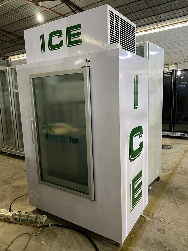 CE Glass Door Cold Storage Bagged Deep Ice Cube Freezer Large Energy