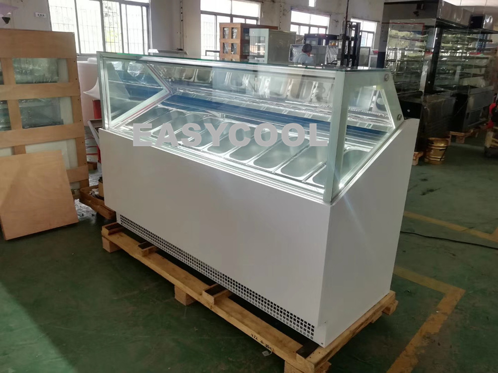 Single Row Italian Gelato Fridge Freezer Ice Cream Showcase
