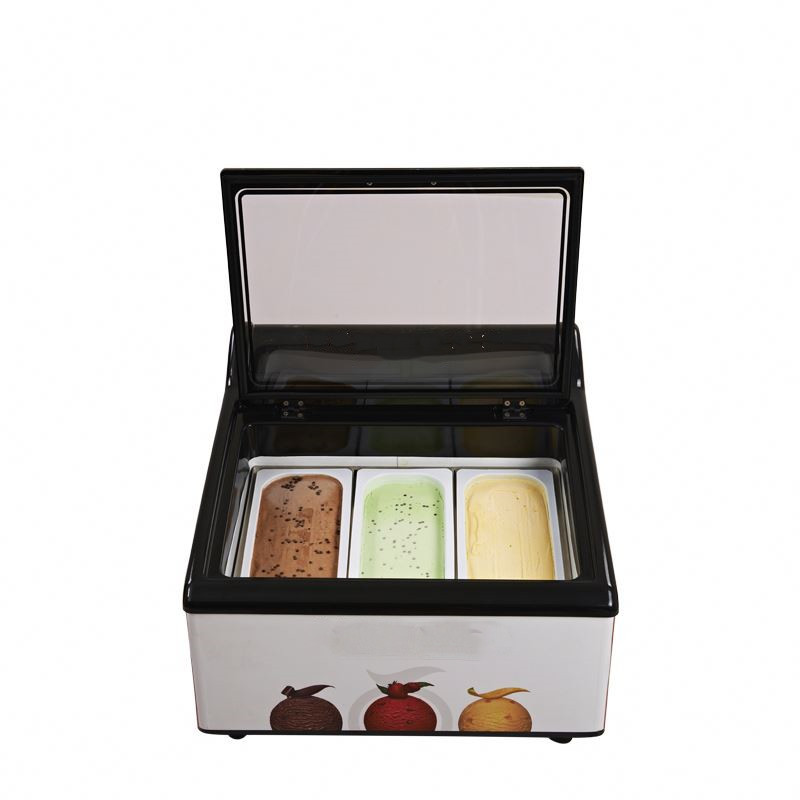 3 Pans Mini Gelato Showcase Ice Cream Display Freezer