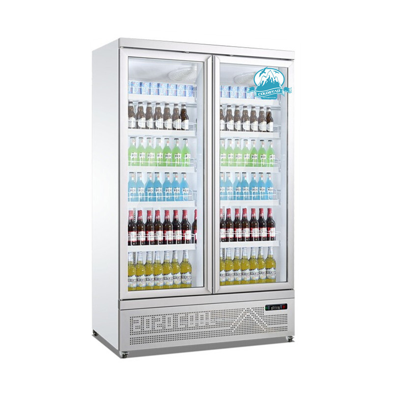 Glass Door Beverage Display Cooler Upright Refrigerator Showcase For