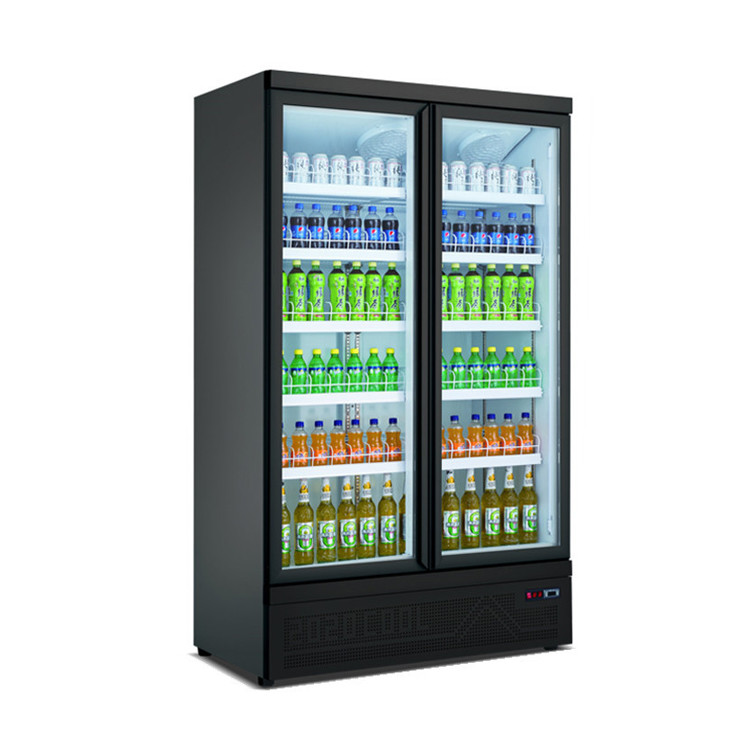Double Door Vertical Refrigerator Showcase Energy Drink Cold Storage