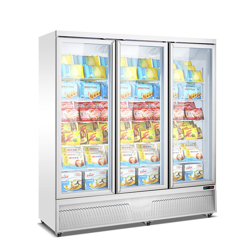 Wholesale commercial supermarket 3 glass doors upright display fridge