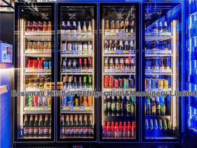 Bar Beer Beverage Display Refrigerator Full Glass Door With LED Lights