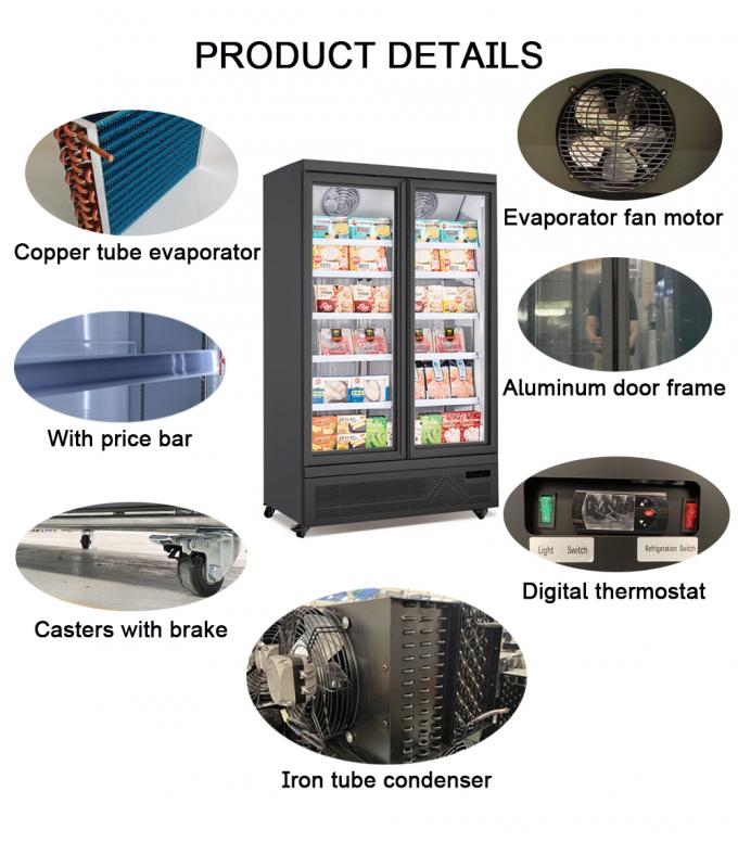22C Commercial upright dynamic cooling double 2 glass door freezer