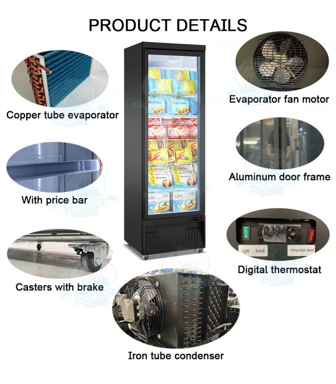 450L Energy Saving Commercial Glass Door Freezer Showcase Upright Cooler