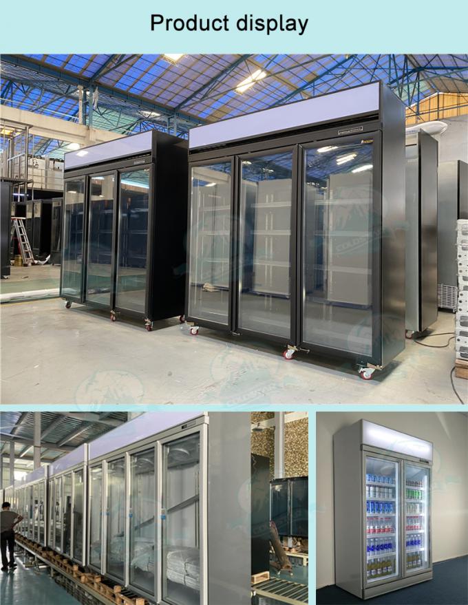 Supermarket Display Refrigerators Double Glass Door Beer Fridge Upright