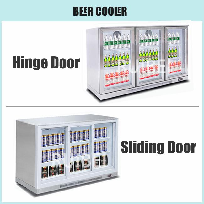 Triple Transparent Glass Door Under Bar Beer Cooler With 300L Volume