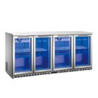 Stainless Steel Swing 4 Doors Cold Drink Cooler/ Under Counter Bar Refrigerator, Built-in Glass Door Back bar Cooler