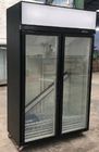 Supermarket Refrigerated Showcase Commercial Glass 2 Doors Cooler