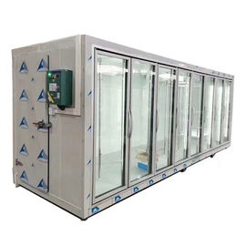 Supermarket Milk Beverage Glass Door Display Cold Storage Room With Storage Function