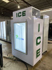 Indoor Commercial Ice Freezer Bagged Ice Bin with Two Glass Doors