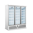 Digital control glass doors deep freezer frozen food display refrigerator with fan cooling