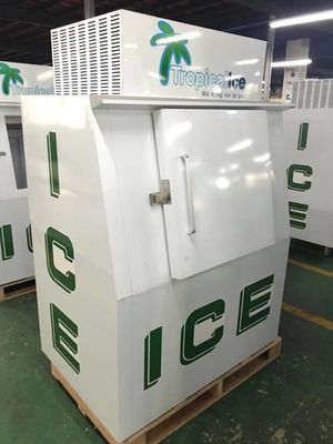 Commercial ice cube storage freezer, outdoor ice cooler bag storage freezer