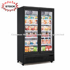 Commercial Double Door Freezer Glass Door Upright Ice Cream Freezer Showcase with CE