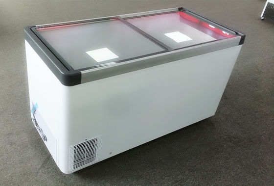 Commercial horizontal cold food chest island display freezer for supermarket with 2 sliding door