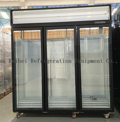 Three Doors Vertical Display Beverage Refrigerated Showcase Commercial Glass Door Freezer For Supermarket