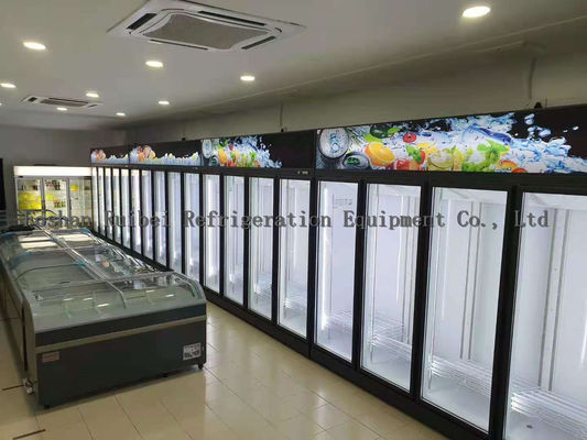 Glass door deep freezer frozen food display refrigerator with fan cooling system