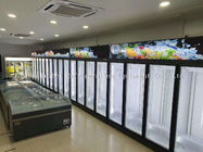 Supermarket glass door display showcase upright freezer refrigerator with fan cooling system
