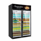 2 glass doors drinks display fridge,commercial supermarket refrigerator glass showcase