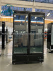 Commercial 2 Glass Doors Freezer With LED Supermarket Black Painted Steel Upright Deep Freezer