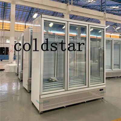 Commercial Refrigerated Showcase Glass Door Upright Fridge For Energy Drink Display