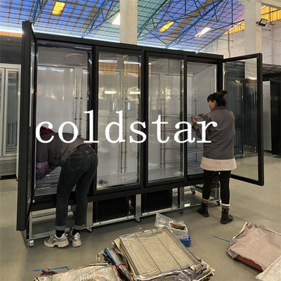 Supermarket Glass Door No Frost Showcase Vertical Display Refrigerator Chiller