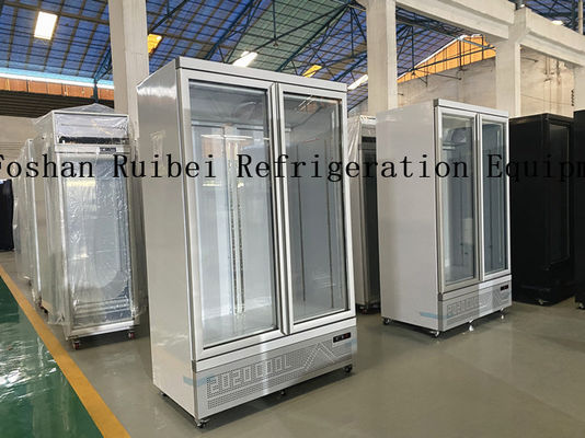 Upright auto-defrosted commercial supermarket glass door refrigerator freezer display for beverage/beer/milk