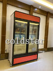 Upright Commercial 2 Glass Door Refrigerator Freezer Showcase For Supermarket Chain Store