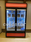 2 Glass door drink beverage fridge display freezer, supermarket double door commercial fridge
