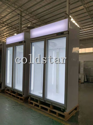 1000L Glass Door Display Showcase Upright Freezer With Fan Cooling System