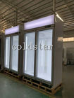 Two Doors Glass Door Vertical Upright Chiller Display Deep Freezer Price For Supermarket