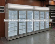 Three Doors Vertical Display Beverage Refrigerated Showcase Commercial Glass Door Freezer For Supermarket