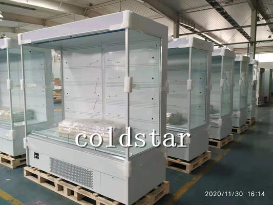 Supermarket Showcase Refrigerators Large Beverage Coolers Fruits Open Front Display Fridge